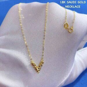 18k real saudi yellow gold LIGHT WEIGHT Necklace 18”